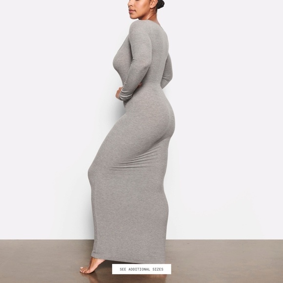 SKIMS NWT Soft Lounge Long Sleeve Dress - Heather Grey - Size 2X - Picture 3 of 16